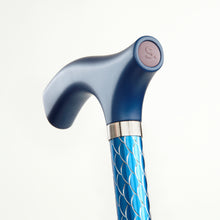 Load image into Gallery viewer, Folding Walking Stick Cane, Engraved Azure