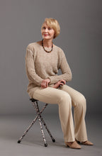 Load image into Gallery viewer, woman sitting on Folding Walking Cane with Seat, Storm