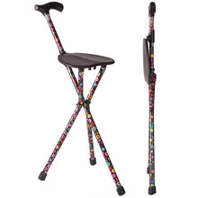 Load image into Gallery viewer, Folding Walking Cane with Seat, Bubbles