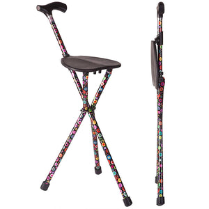 Folding Walking Cane with Seat, Bubbles